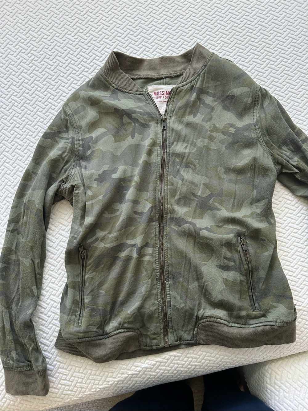 Mossimo Supply Co. Olive Green Camo Zip Bomber Jacket